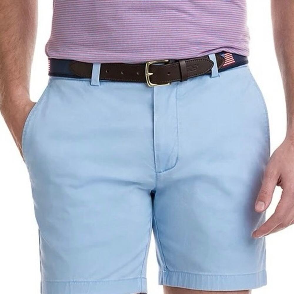 Men’s Light Blue Cotton Preppy 9” Khaki Shorts Summer | Size 34